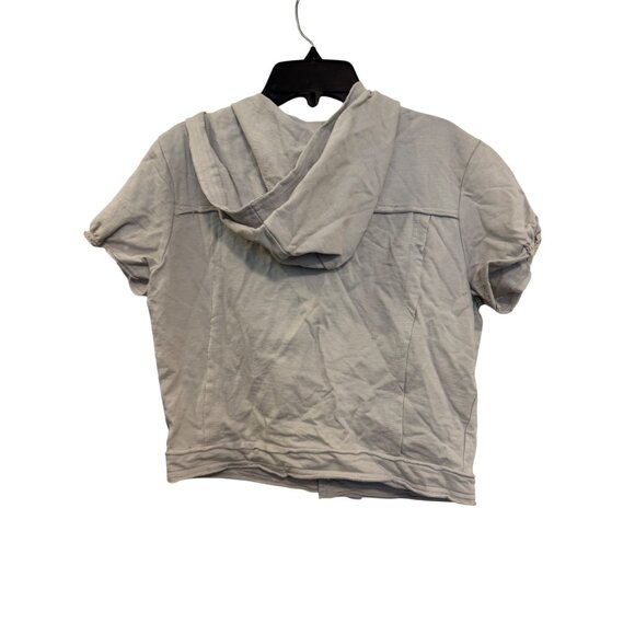 Bluet Sports Womens Short Sleeve Hoodie Button-Up Top Size M Beige - Picture 5 of 7